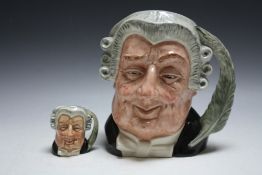 TWO ROYAL DOULTON CHARACTER JUGS - THE LAWYER, consisting of small D 6524 and large D6498, H 18 cm<