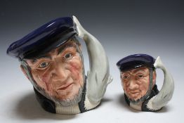 TWO GRADUATING ROYAL DOULTON CHARACTER JUGS - CAPTAIN AHAB, consisting of medium D6506 and large D