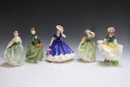 FIVE ROYAL DOULTON FIGURES CONSISTING OF MARY, Fair Lady, Grace, Becky and Buttercup, H 19 cm