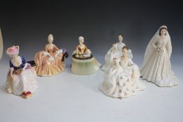 FIVE ROYAL DOULTON FIGURES CONSISTING OF KATHLEEN, Meditation, Reverie and two 'My Love', togethe