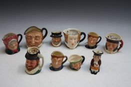 A SELECTION OF SMALL ROYAL DOULTON CHARACTER JUGS, together with other makes, Tallest 8 cm (10)