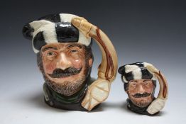 TWO ROYAL DOULTON CHARACTER JUGS - THE TRAPPER D6612, consisting of medium and large,H 19 cm