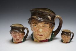 THREE GRADUATING ROYAL DOULTON CHARACTER JUGS - PADDY, consisting of small, medium and large, H 16