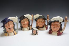 FIVE ROYAL DOULTON MUSKETEER CHARACTER JUGS, consisting of new colourway Athos D6827, Porthos D644