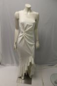 JESSICA WRIGHT, a ladies one shoulder long length dress with knitted effect to front, size 10