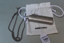 AN AMBUSH MATT SILVER-TONE LIGHTER CASE NECKLACE