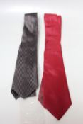 TWO ARMANI COLLEZIONE TRADITIONAL GENTS TIES, comprising one plain cherry and one brown patterned