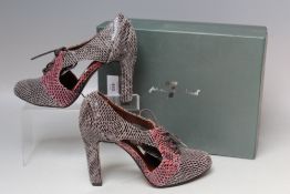 A PAIR OF 7 FOR ALL MANKIND SNAKESKIN EFFECT LACED SHOE/BOOTS, US size 6.5, boxed