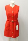 GUCCI, a ladies red pinafore dress, wool / silk blend, approx size 10