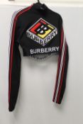 BURBERRY, a very small ladies crop top in black, size 7 -8