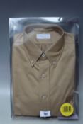 A PRADA MENS CAMEL COLOURED BOXED SHIRT, collar 15 1/2