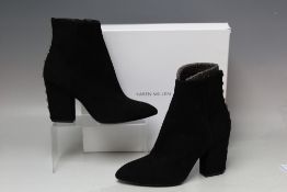 A PAIR OF KAREN MILLEN BLACK SUEDE ZIP-UP BOOTS, size EU 38