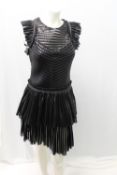 MAJE, a ladies short black lace / pleated dress, size 8, A/FCondition Report:The zip is damaged