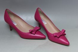 A PAIR OF L.K. BENNETT LOTTIE PINK BOW FRONTED POINTED COURT SHOE, size EU 38
