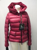 MONCLER, a ladies raspberry Grenoble puffa jacket, size 1 / UK 8