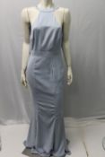JARLO, a ladies long tie-back dress, pale blue, size 8