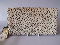 A BIBA 'CHEETAH' FOLD OVER LEATHER CLUTCH BAG, with detachable strap, H 15 cm, W 28 cm