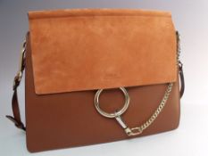 A CHLOE 'FAYE' SUEDE AND LEATHER SATCHEL / SHOULDER BAG, magnetic flap closure,detachable shoulder