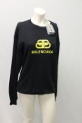 BALENCIAGA, a gents extra small black sweat top