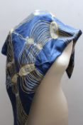 A LADIES GUCCI NAVY AND JEWELLED PATTERN SILK SCARF, 84 cm x 84 cmCondition Report:The label is
