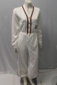 GUCCI, a ladies jump suit white with trim, size S