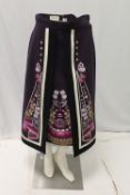 TEMPERLEY, a ladies embroidered purple skirt, approx size 10