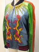 GUCCI, a unisex leather bomber jacket, multi-coloured with embroidered and bead work embellishment