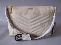 A BIBA 'CONSTANCE' IVORY / CREAM QUILTED LEATHER CROSS BODY BAG, H 19.5 cm, W 29.5 cm