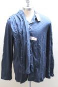 A PAIR OF DEREK ROSE NAVY PYJAMAS, size medium