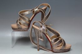 A PAIR OF CHRISTIAN LOUBOUTIN GLITTER STRARATATA STRAPPY PLATFORM SANDALS, EU size 40, dust bag