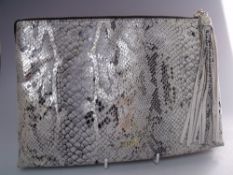 A BIBA ANIMAL PRINT AND METALLIC LEATHER CLUTCH BAG / POUCH, gold tone hardware with stud