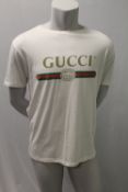GUCCI, a ladies white striped t-shirt, size S, A/FCondition Report:Some small holes to front of