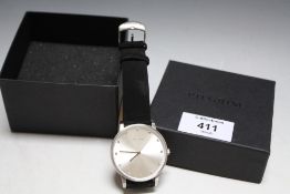 A PILGRIM WRIST WATCH AND BOX, DIA 4.5 CM