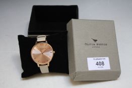 A BOXED OLIVIA BURTON WRIST WATCH, DIA 4.25 CM