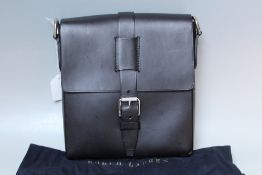 A RALPH LAUREN BLACK LEATHER SMALL MESSENGER BAG, with dust bag, W 22 cm