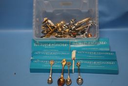 A QUANTITY OF SOUVENIR SPOONS TOGETHER WITH THREE CABINETS