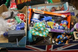 A QUANTITY OF CHILDREN'S TOYS TO INCLUDE PLASTIC FIGURES, POLICE MOTORBIKE ETC.