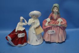 THREE ROYAL DOULTON FIGURINES TO INCLUDE 'BO-PEEP' HN1811, 'ALMOST GROWN' HN3425 AND 'GAIL'
