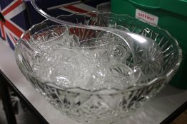A GLASS PUNCH BOWL SET
