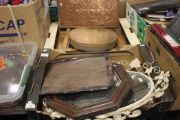 A LATE 19TH CENTURY FOLDING/WALL HANGING CAMPAIGN MIRROR, A/F together with an Oriental style