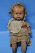 A VINTAGE PORCELAIN HEADED SEYFARTH & REINHARDT DOLL WITH SuR MARK ON BACK OF HEAD A/FCondition