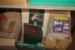 A QUANTITY OF ASSORTED BOOKS AND MAGAZINES AND A BOX OF 78 RECORDS AND SINGLES