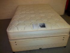 A MYERS DOUBLE DIVAN BED WITH A MODERN ITALIAN STYLE HEADBOARD