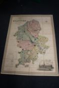 PHILLIPS & HUTCHINGS LARGE SCALE MAP OF STAFFORDSHIRE, published by Teesdale, engraved by J.