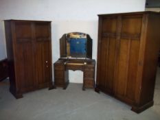 A DARK OAK THREE PIECE BEDROOM SET MADE BY BOXER PRODUCTS