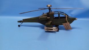 A BOXED TIN PLATE MILITARY HELICOPTER