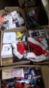 A QUANTITY OF ASSORTED NEW ITEMS TO INCLUDE CHRISTMAS HATS, TABLET CASES, PHONE CASES ETC.