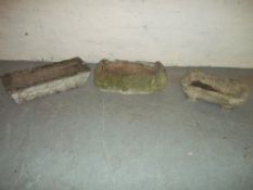 THREE DECORATIVE PLANTER PLANT TROUGHS.