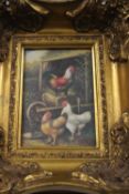 A GILT FRAMED PICTURE OF POULTRY
