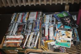 TWO TRAYS OF CDS, DVDS, COMPUTER GAMES ETC. (TRAYS NOT INCLUDED)